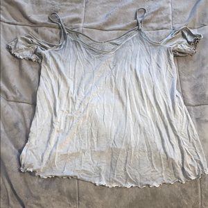 Grey American Eagle Off the Shoulder Shirt